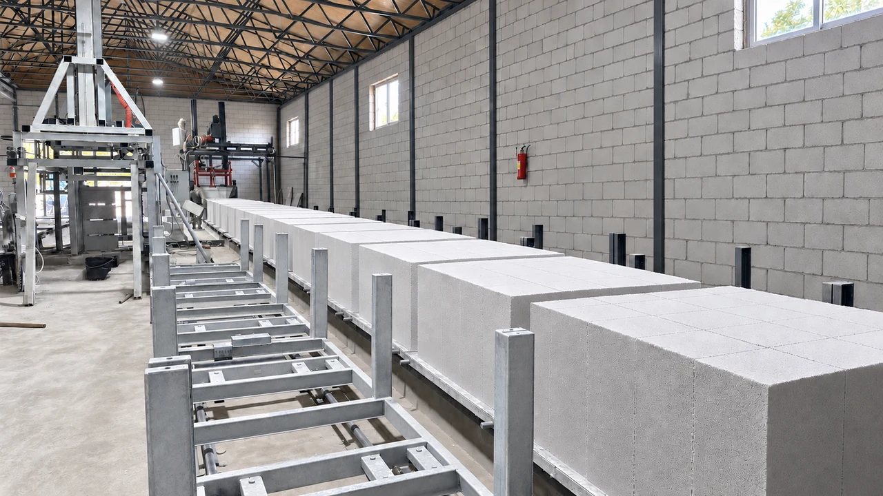 ODA Газоблок зауытының өндірістік желісіндегі газбетон блоктары